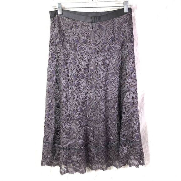 DKNY lace midi skirt below knee dusty purple 6 EUC - Picture 8 of 11